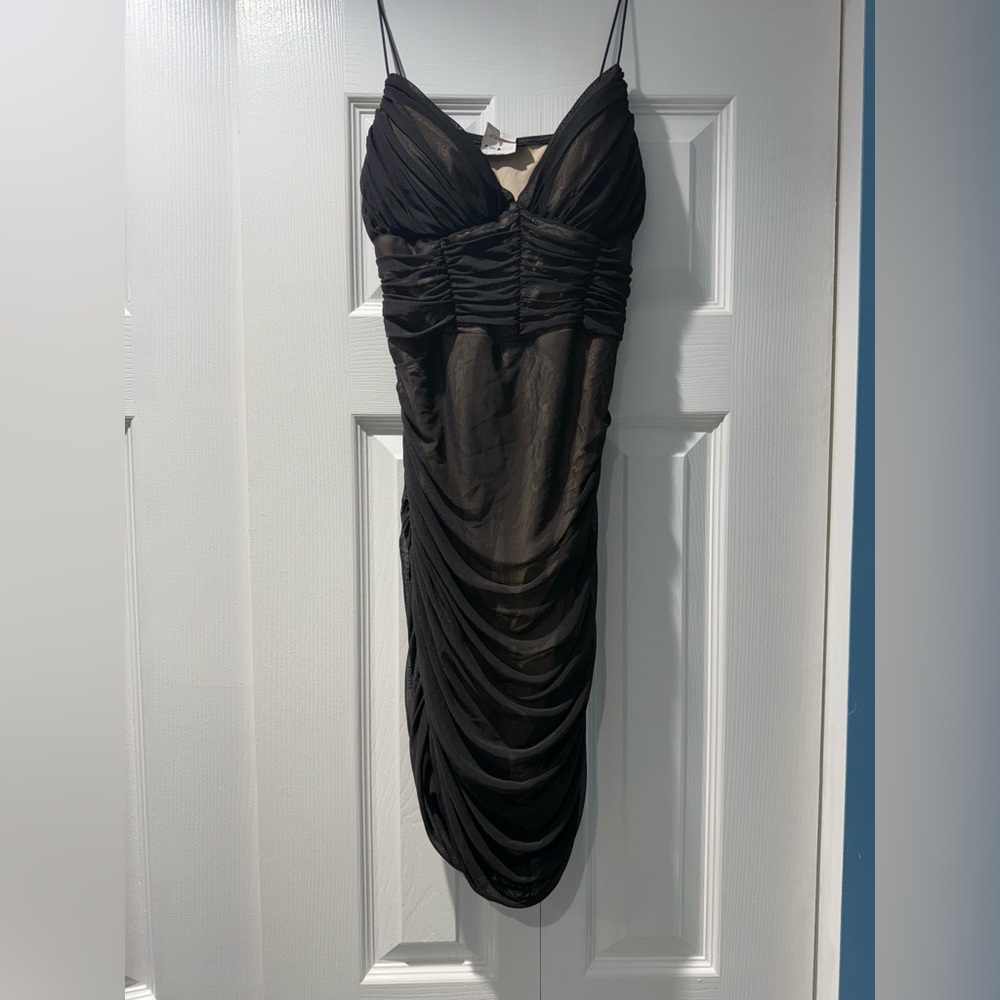 Elegant Black Ruched Dress